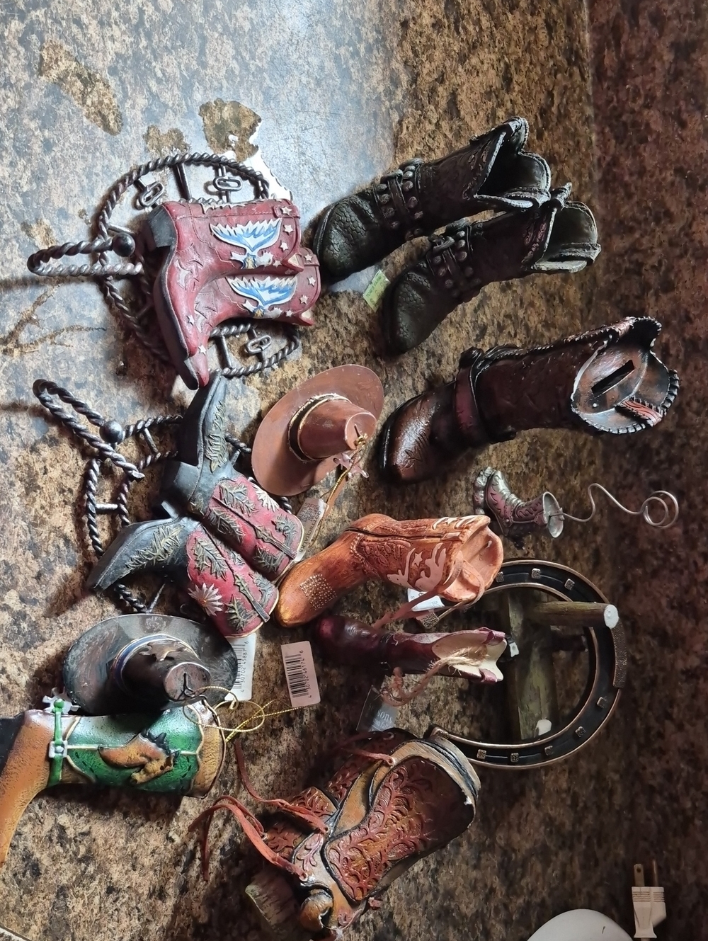 Men's Decorative Western Cowboy Boots - Brown & Red Accent